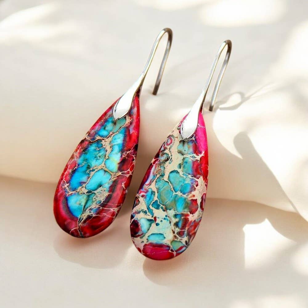 Cape Diablo - Wholesale Dangle Earrings - Imperial Jasper Teardrop Earrings3