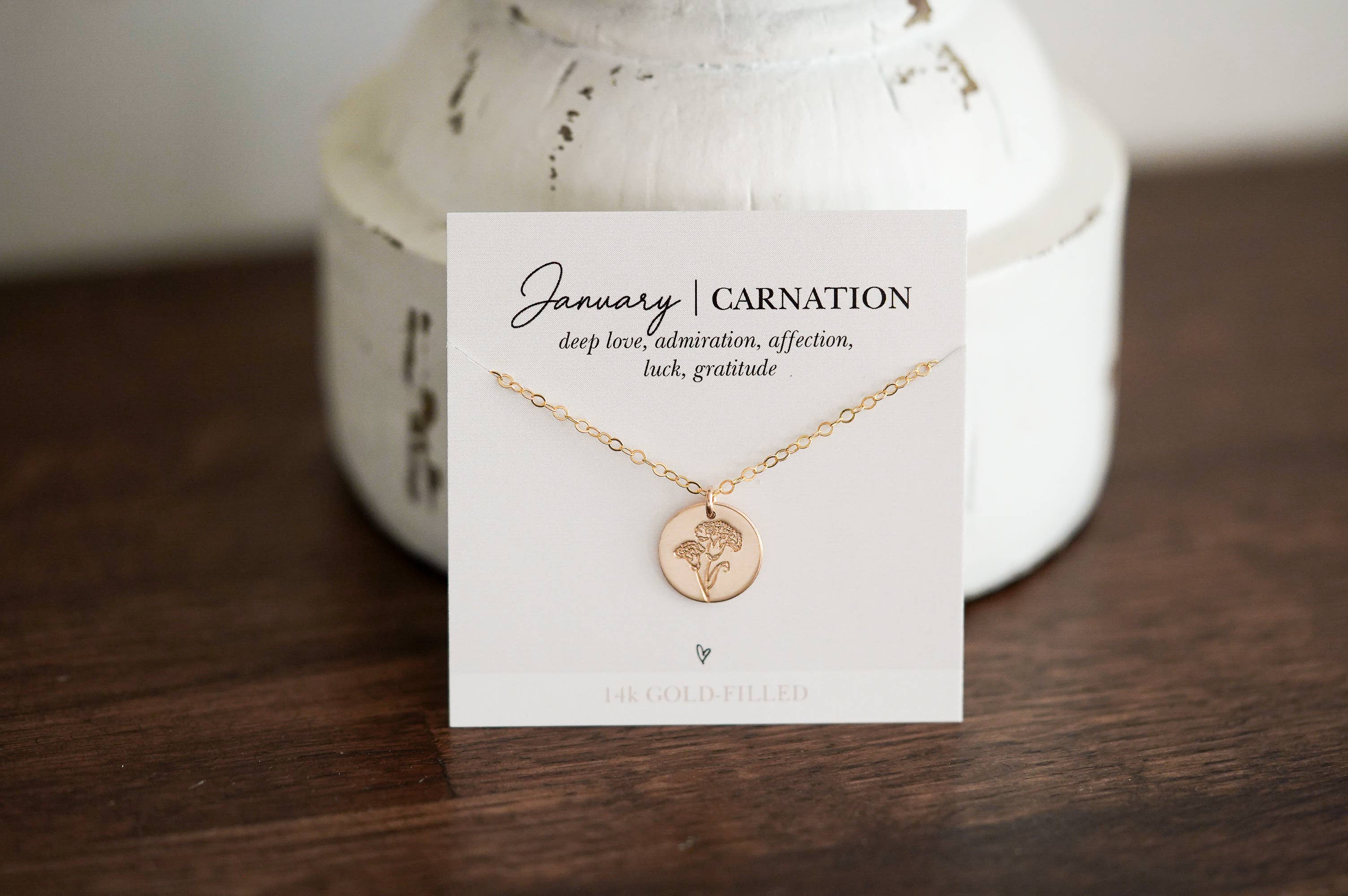 Words By Heart - Vente Colliers à pendentif - Collier disque de fleurs de naissance. REMPLI D'OR, OR ROSE, Sterling2