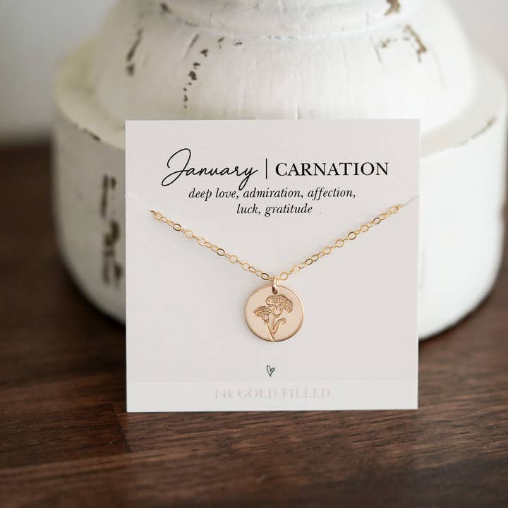 Words By Heart - Vente Colliers à pendentif - Collier disque de fleurs de naissance. REMPLI D'OR, OR ROSE, Sterling2