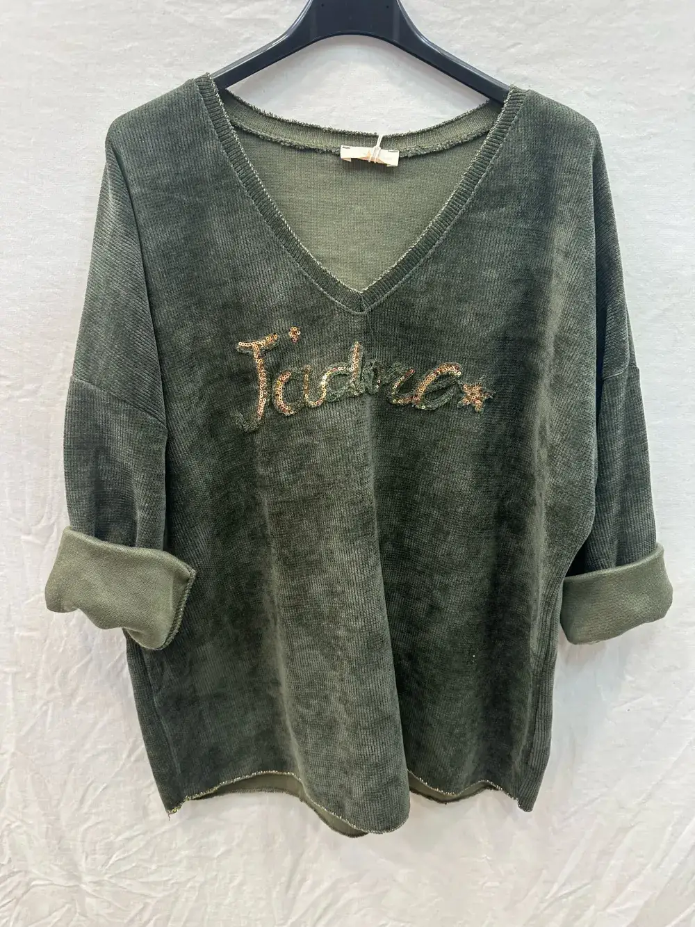 Mimi & Gogo - Wholesale Sweatshirt - Women's - Velvet Sweatshirt I love @4589_HVJadore8