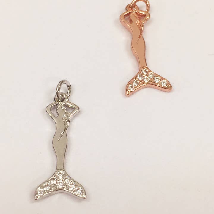 The Bead Bazaar - Wholesale Individual Charm/Pendant - Rose Gold Dainty Little Mermaid Charm For Necklace, Rose Gol