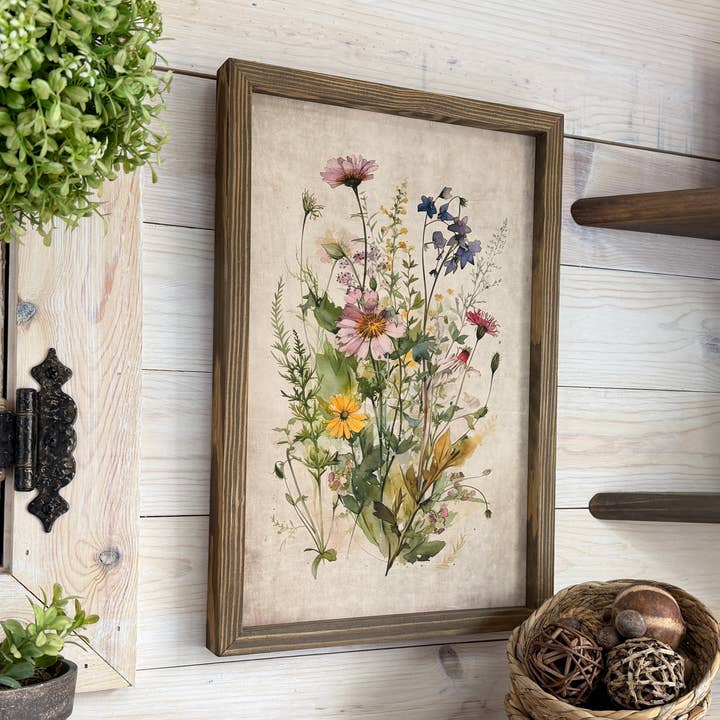Hangout Home - Wholesale Art Print - Gathered Wildflowers - Framed Flower Canvas Art - Farmhouse
