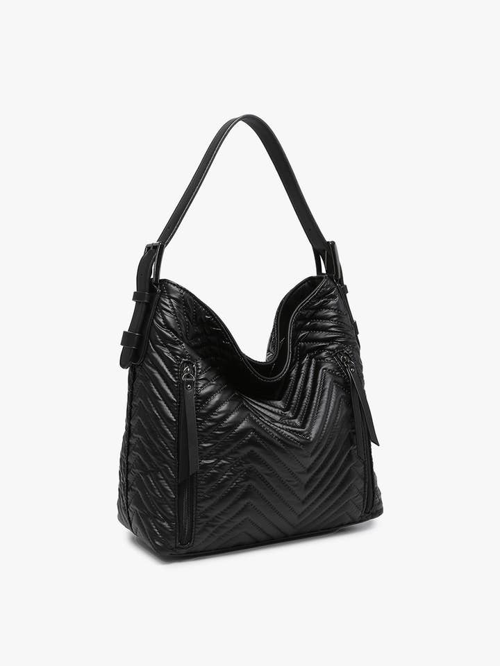 M1816CHV Alexa Chevron/Nylon 2-in-1 Hobo Bag for wholesale by Jen & Co.