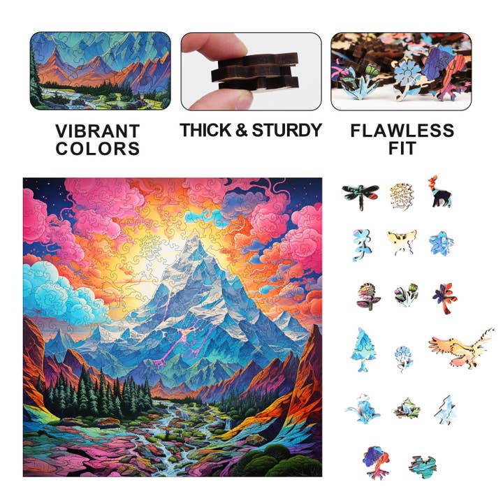Trippy Puzzle Co - Venta al por mayor Puzle - Adultos - Rompecabezas de madera Rocky Ridges, 300 piezas