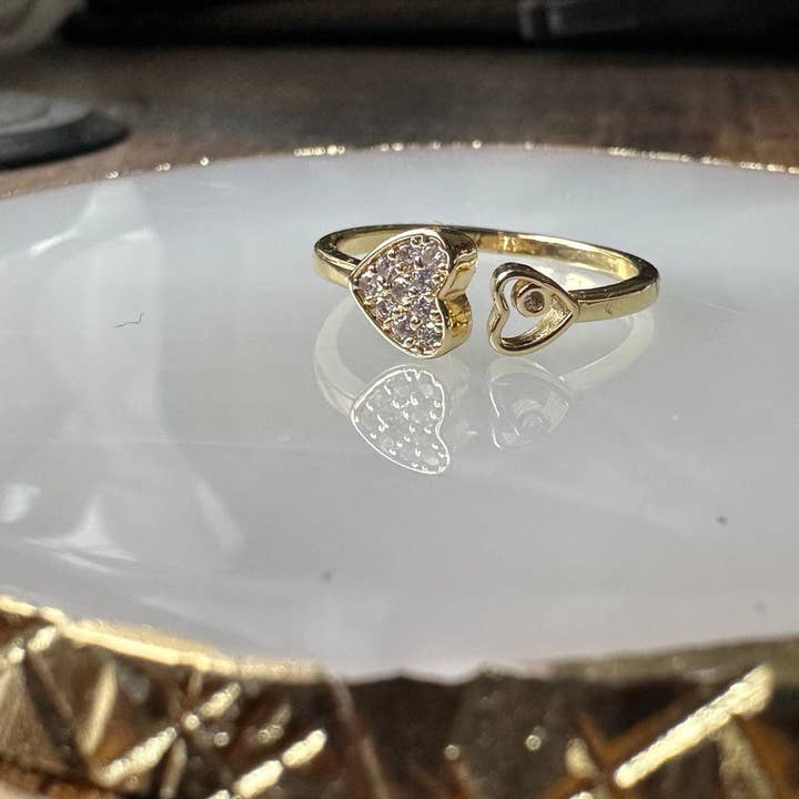 Gemscape UK – wholesale Multi-stone ring – Twin Heart Open Ring - Gold8