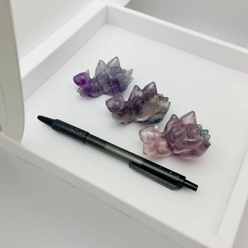 Crystal Deal· Wholesale Crystals & Gifts - Wholesale Spiritual Stone/Crystal - 9-Tail Fox Carving Fluorite - 3 per lot ON SALE!2