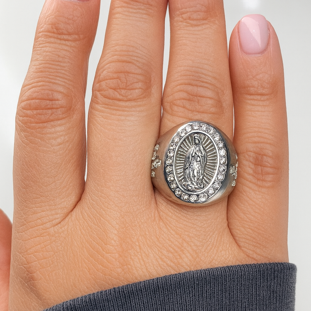 Jagged Halo Jewelry - Wholesale Multi-Stone Ring - Miraculous Medal Ring5