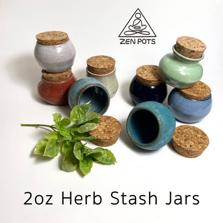 Spice Herb Stash Jars Ceramic Nug Jars Storage Jars w/ Corks for wholesale by Zen Pots