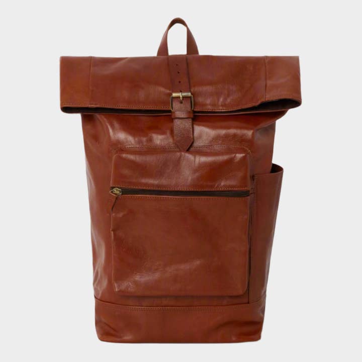 Roberto Grote Leren Rugzak – Handgemaakt Volnerfleer (Lichtbruin) voor wholesale door Artisan Stories