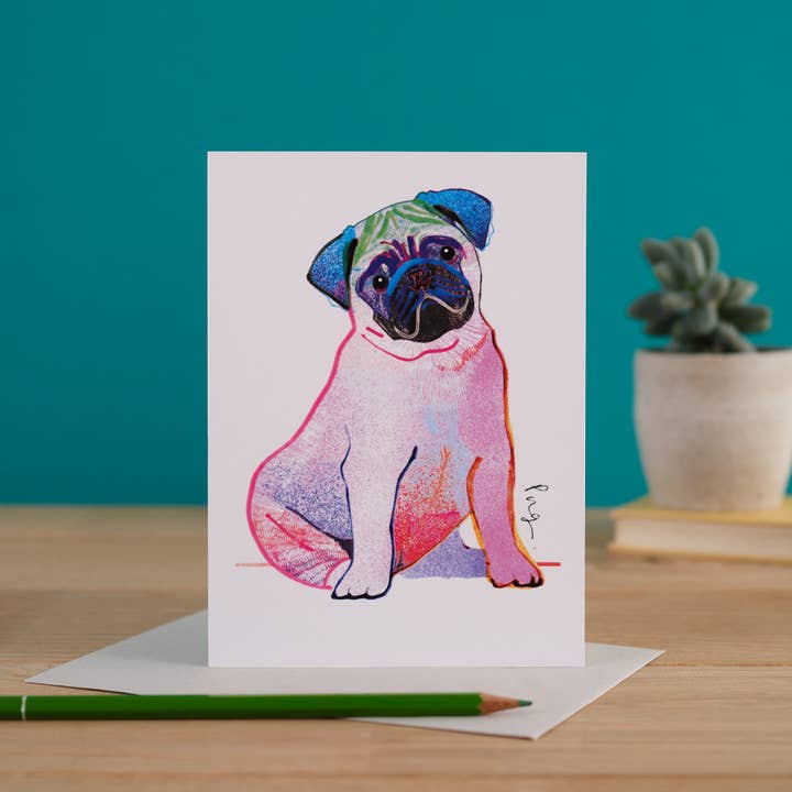 Pug Dog Card, Dog Gift, I DREW DOGS, WF018 for wholesale by I Drew This
