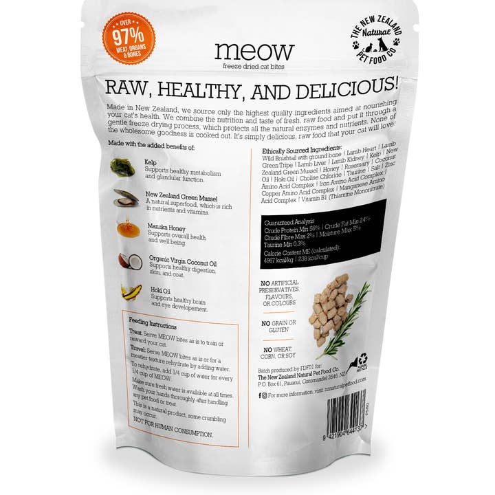 The New Zealand Natural Pet Food Co - Wholesale Pet Food - Cat - Meow Wild Brushtail Freeze Dried Cat Food 1.76oz | 9.9oz1