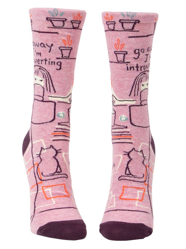 Optoco - Wholesale Socks – Women's - Ladies Crew Sock - Go Away I`m Introverting1