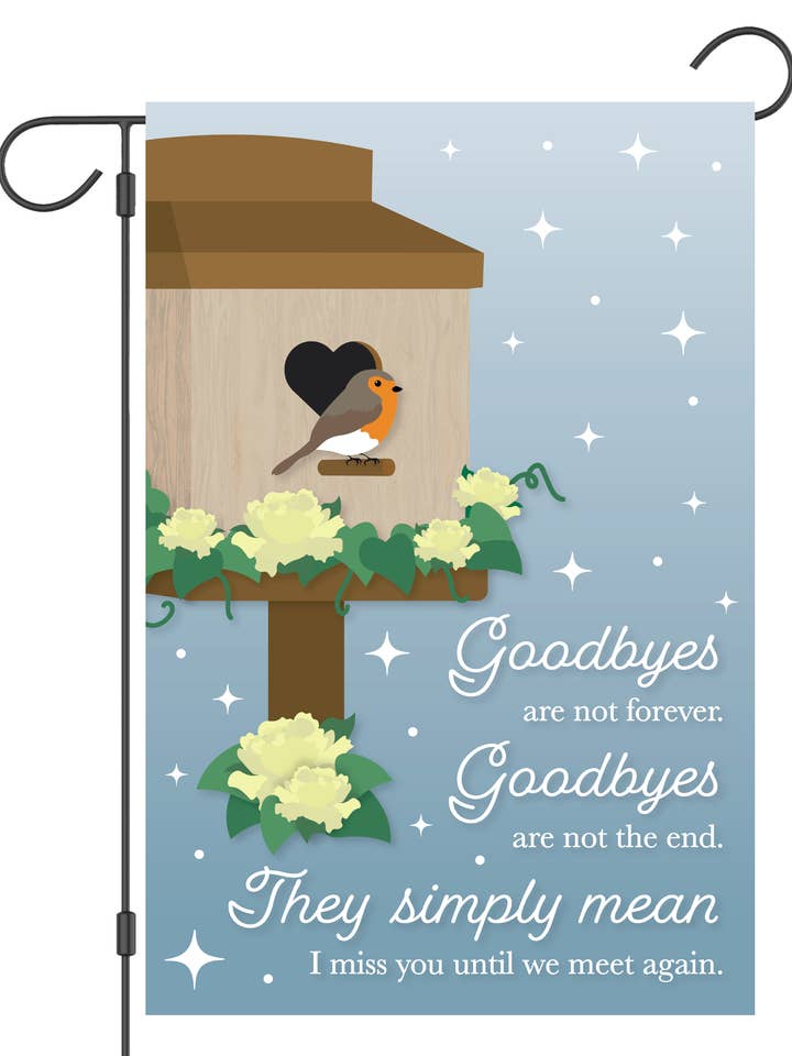 "Afscheid is niet voor altijd" Rouwtuinvlag #G1716-1 voor wholesale door Happy Cow Lawn Decor