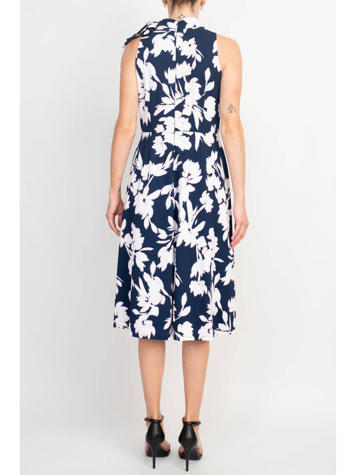Navy Sandra Darren Floral Print Cotton Midi Dress for wholesale on Faire