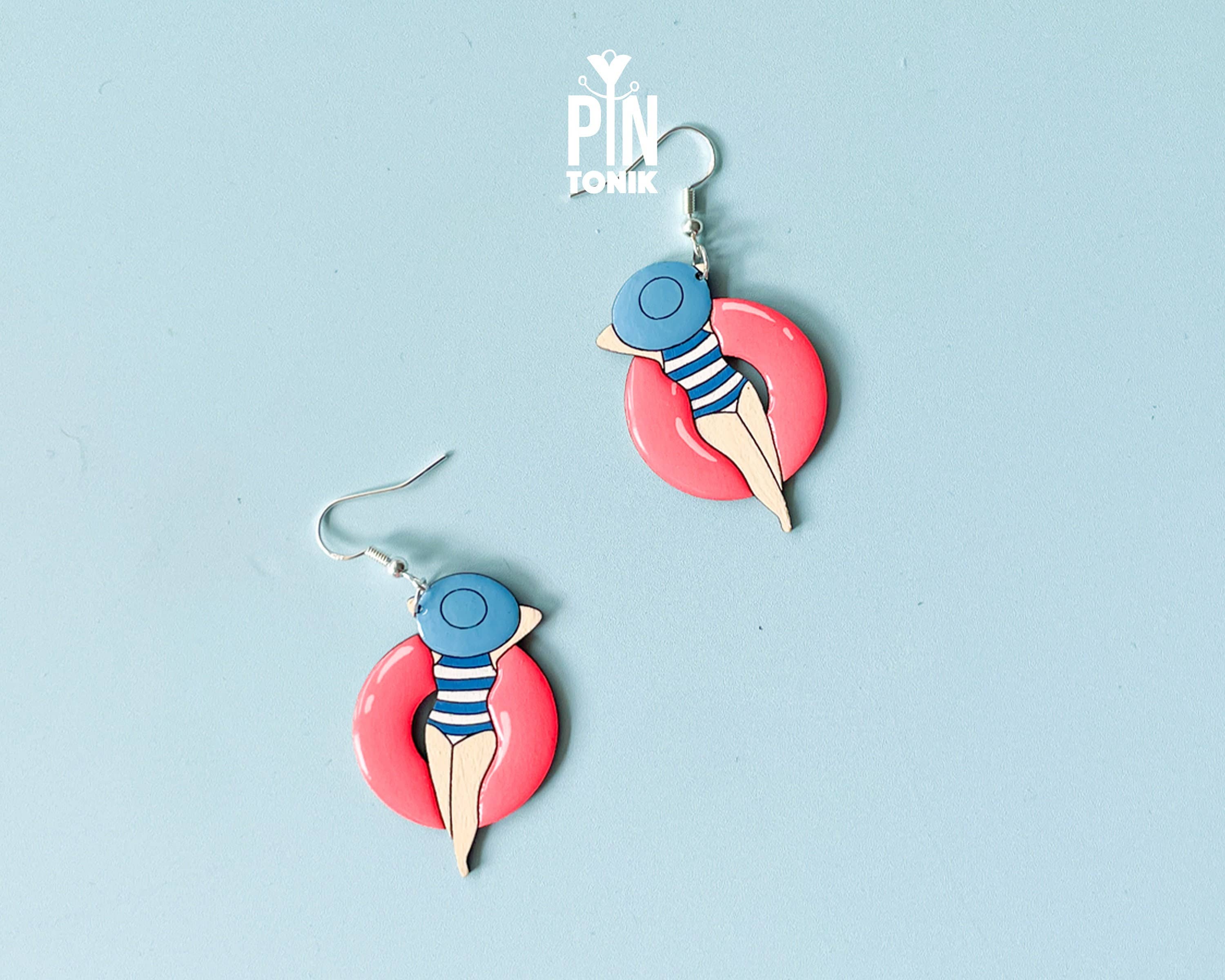 PinTonik – Engroshandel Hængeøreringe og creoløreringe – Sterlingsølv Neon 80'er Badebassin Øreringe5