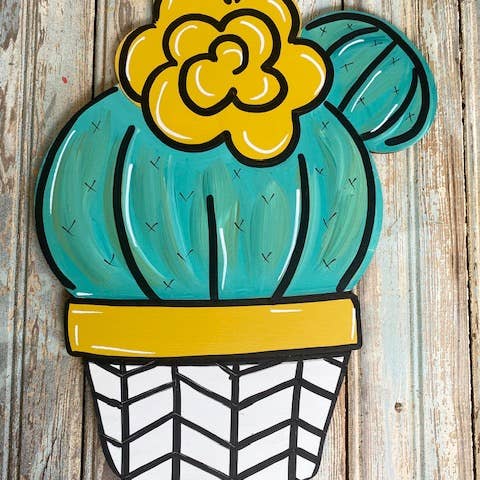 Cactus Pot Door Hanger for wholesale by Vick Crafts