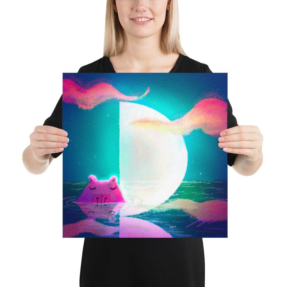 JoyousJoyfulJoyness - Wholesale Painting/Drawing - Moonlit Capybaras Collection - 4 - "First Quarter Moon" Painting [Unfoiled]3