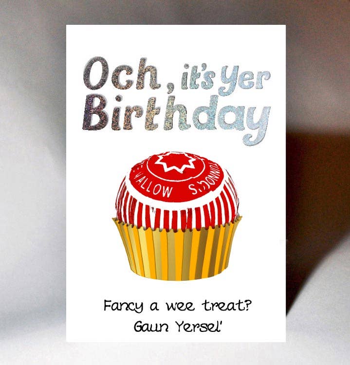 Wee Wishes – wholesale Birthday card – BIRTHDAY GAUN YERSEL TEACAKE CARD WWBD2490