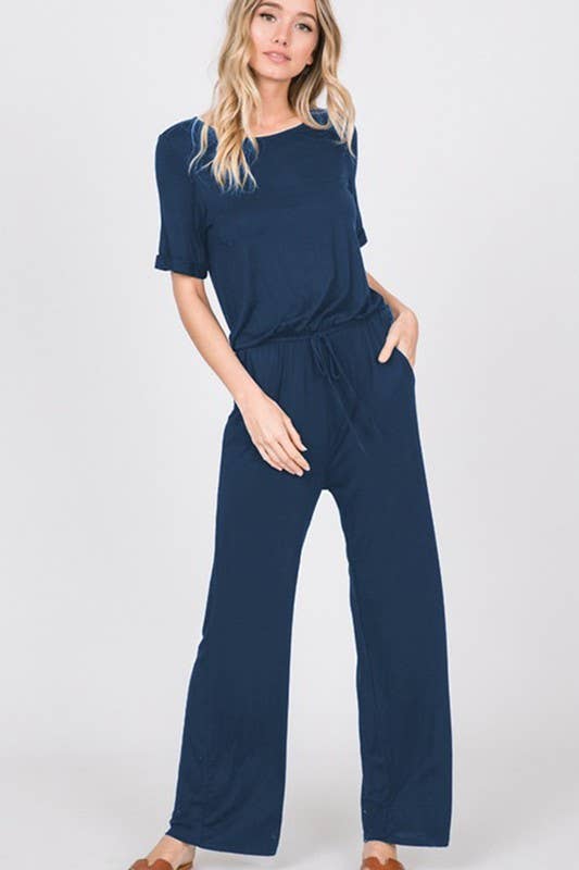 HEIMISH - Wholesale Jumpsuit - Women's - SP1026 SOLID JUMPSUIT WITH KEYHOLE BUTTON BACK0