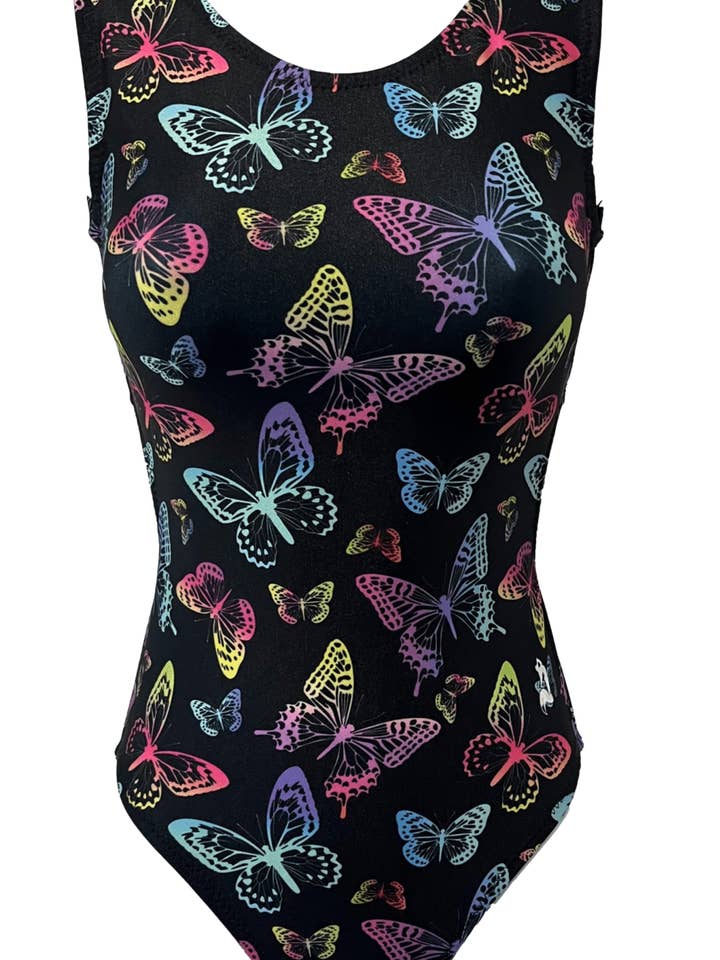 Foxy's Leotards - Wholesale Leotard - Kids - Black Light Butterfly Gymnastics Leotard0