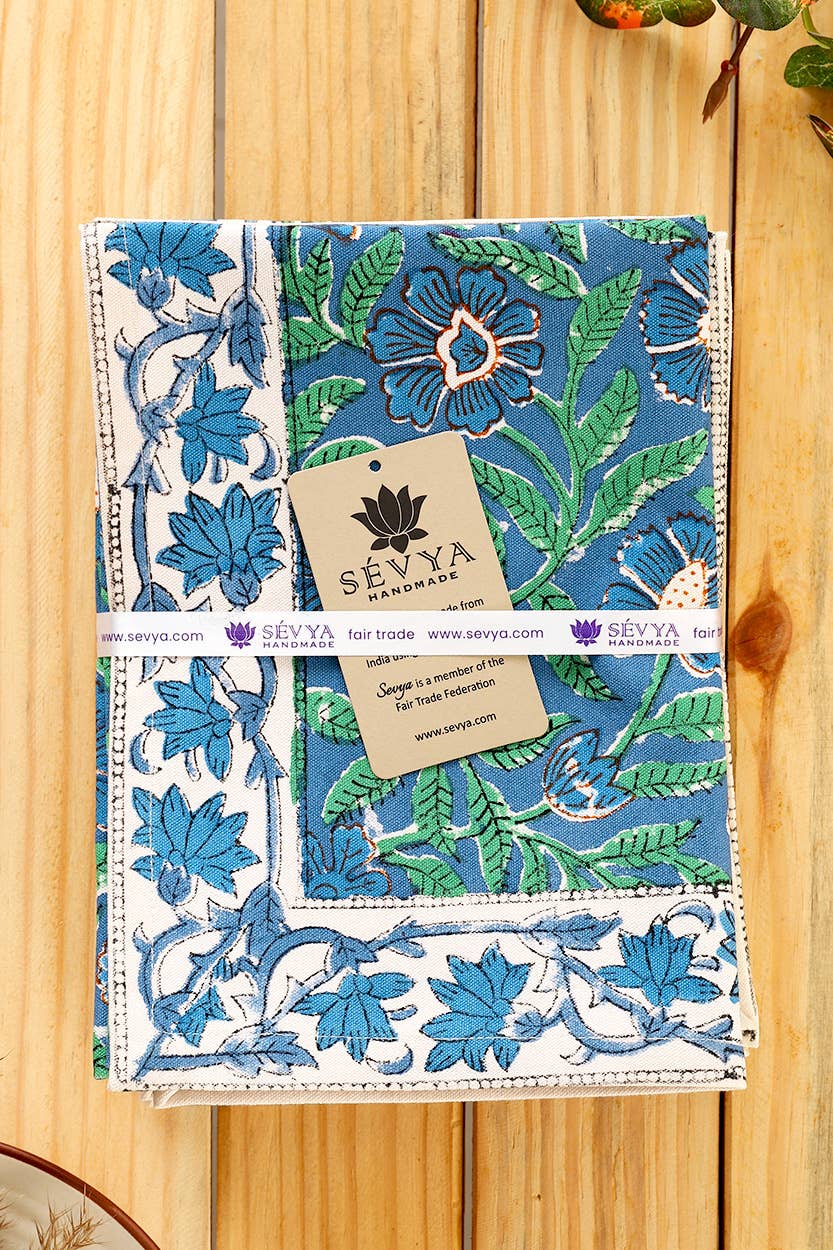 Sevya Handmade – wholesale Placemat – Sage & Blue Floral Placemats, set of 6  1