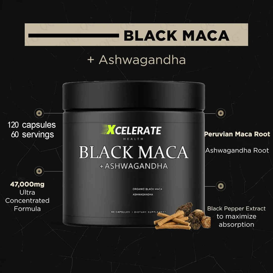 Xcelerate Health - Wholesale Oral Supplement/Vitamin - PowerBoost Black Maca, Ashwagandha Supplement for Focus4