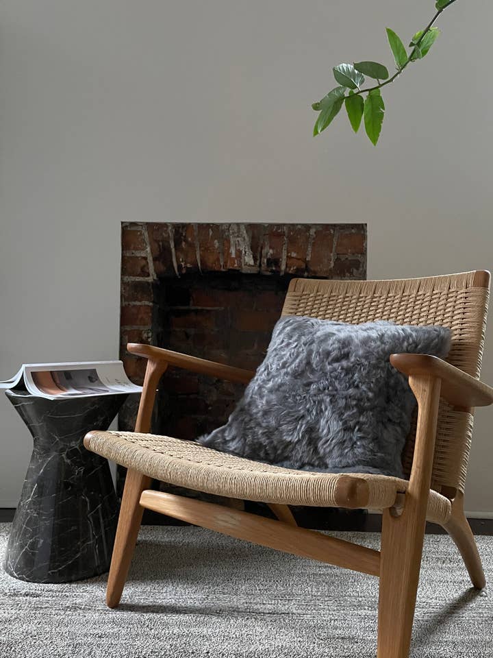 Shorn Silver Icelandic Sheepskin Pillow Cover for wholesale by Black Sheep (White Light)