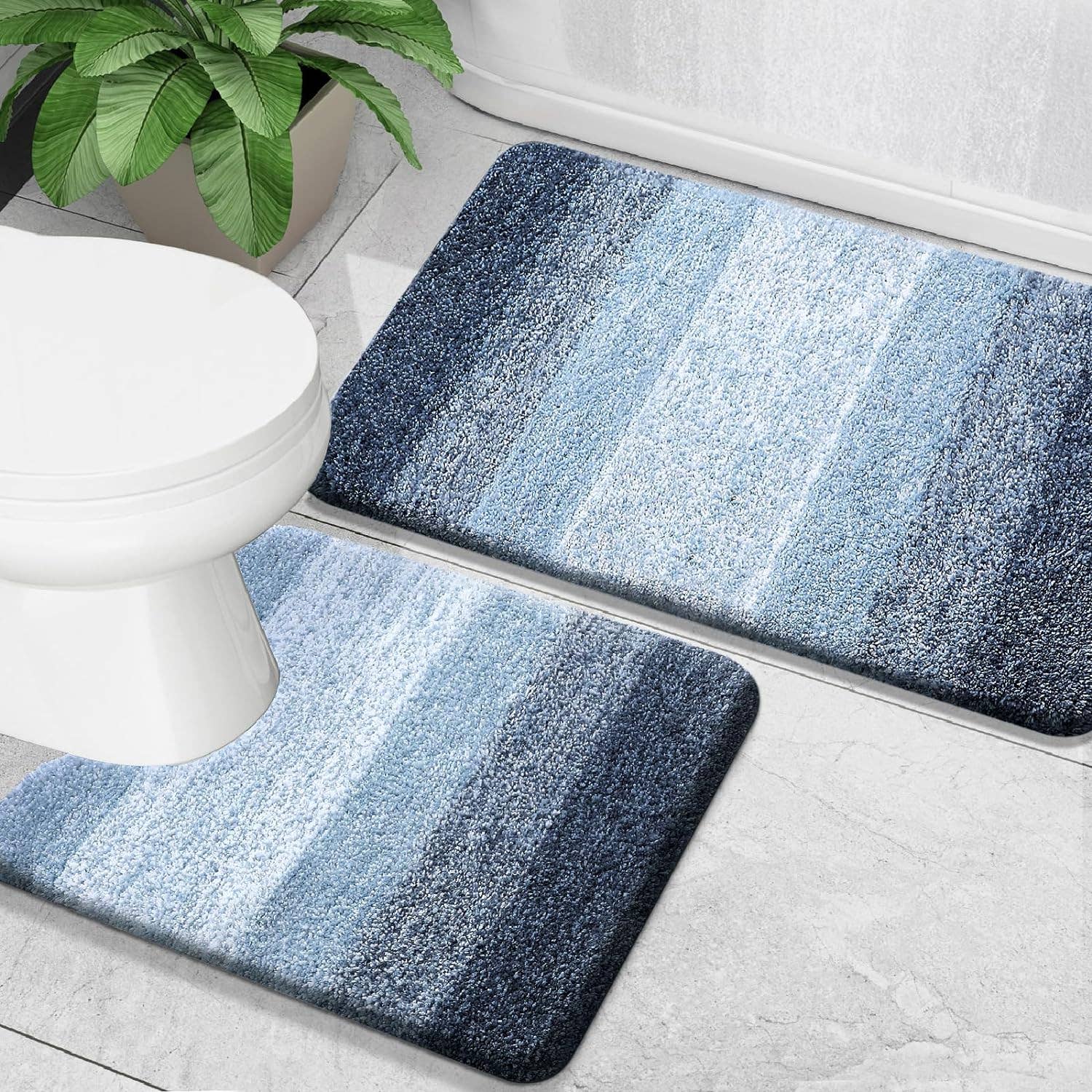home mart goods - Wholesale Bath Mat Set - Large 2 Piece Ombre Microfiber Soft Thick Plush Bath Mat Set1