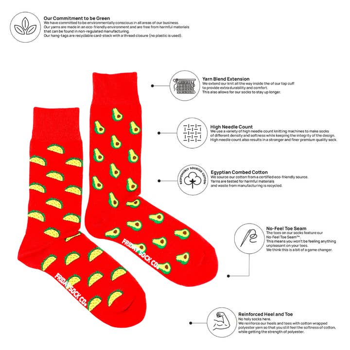 Friday Sock Co. - Wholesale Socks - Men's - Men’s Taco & Avocado Socks