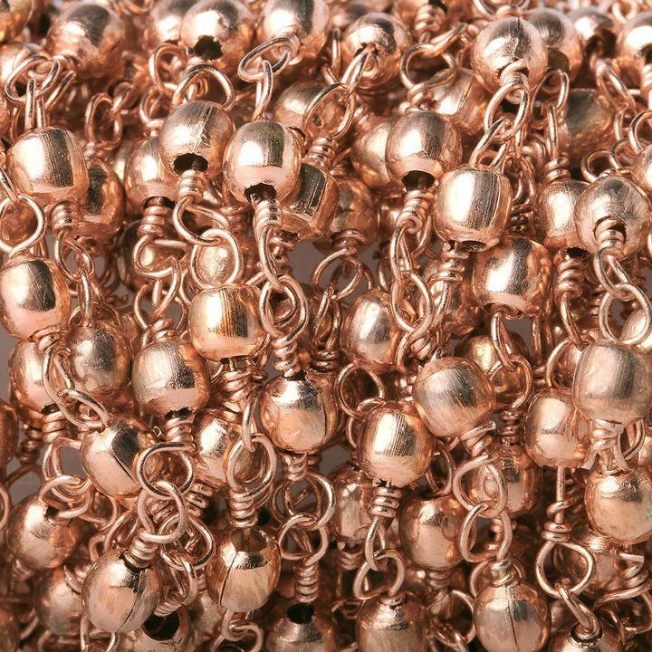3 mm große, rotvergoldete, runde, rosévergoldete Kette am Fuß für den Großhandel von Beads of Cambay
