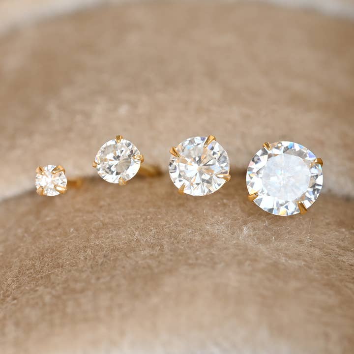 925 Silver Solitaire Studs - Prong Diamond Stud Earrings for wholesale by Blueyejewelry