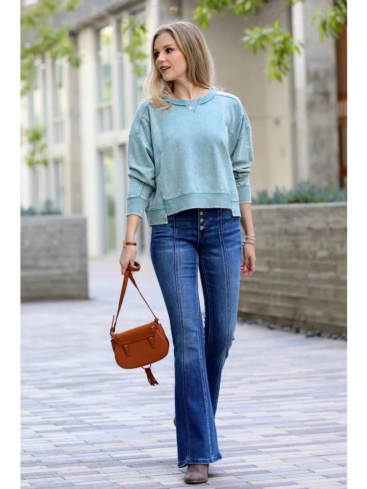 42POPS – Großhandel Sweatshirt – Damen – , French Terry Gewaschene Crop Pullover Kollektion3