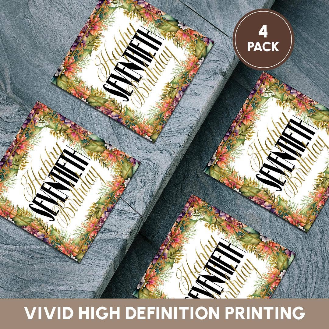 3dRose - Wholesale Coasters - 3dRose, Orange and Purple Flower Happy Sixtieth Birthday, Coaster5