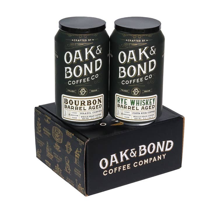 Oak and Bond Coffee Co. - Wholesale Coffee Beans - Bourbon and Rye Whiskey Barrel Aged Coffee Box