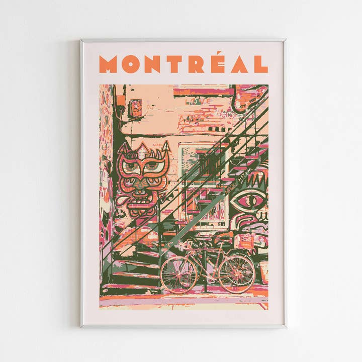 Newpencilbox Art - Wholesale Poster - Montreal Graffiti & Staircase Urban Street Art Poster