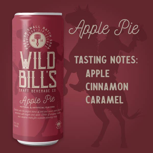 Wild Bill’s Craft Beverage Co. - Wholesale Soda/Carbonated Drink - Apple Pie - Premium Cane Sugar Soda, 12-Pack, Cans