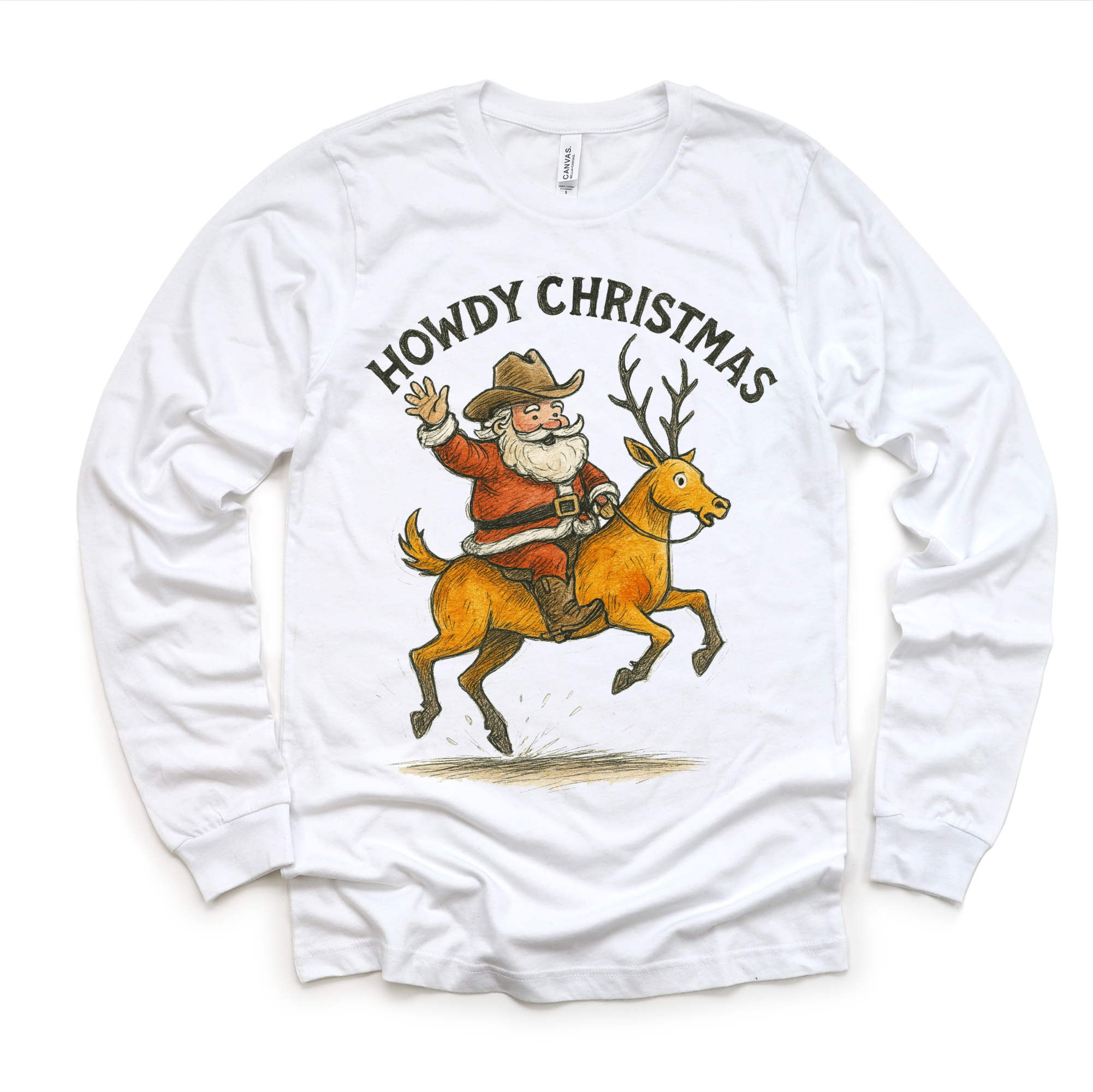 Madi Moosh - Wholesale Screen Printed T-Shirt - Kids - Howdy Christmas Rodeo Santa T-Shirt - Christmas Tee3