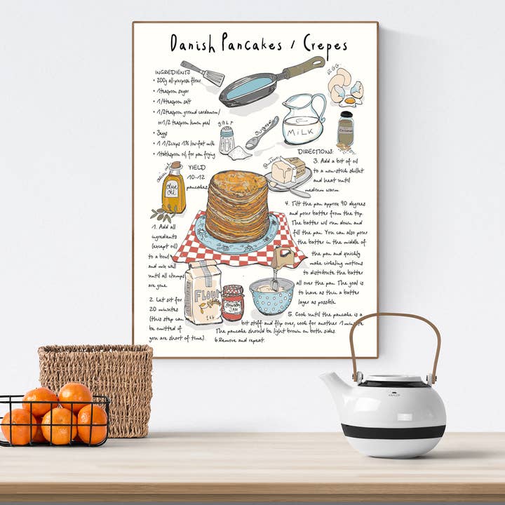 Mouse and Pen Illustration ApS - Wholesale Poster - Danish pancakes A4 poster2