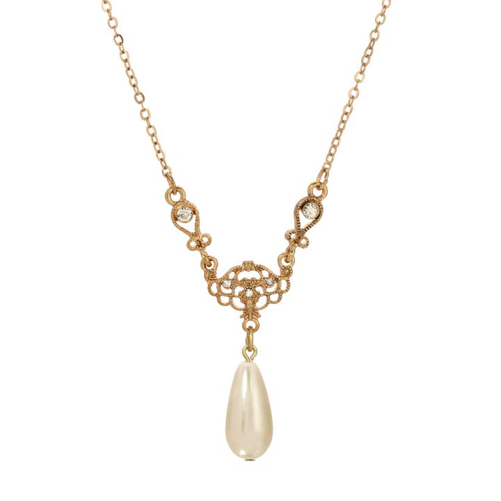 1928 Jewelry Majestueuse Faux Pearl Pendant Necklace 16" + 3" Extension for wholesale by 1928 Jewelry