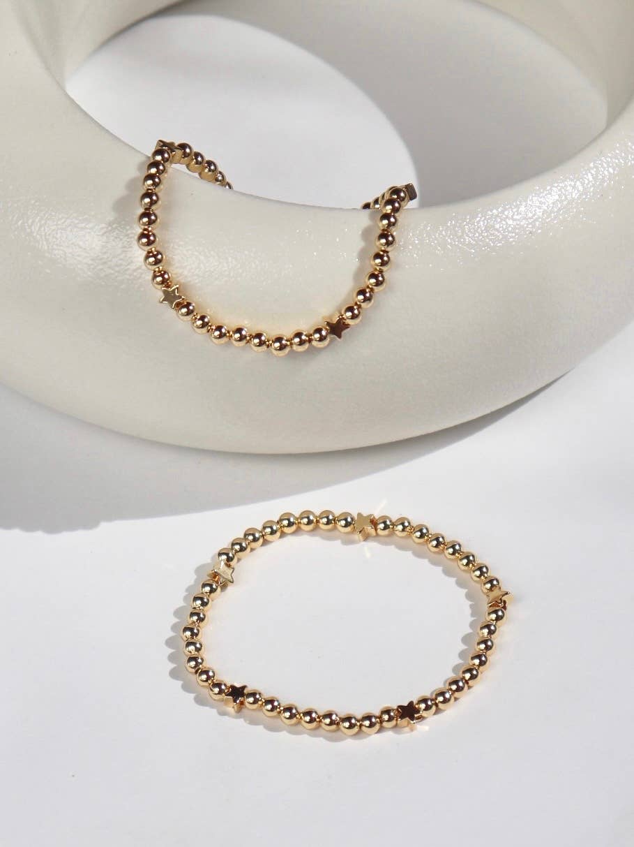 Kaylie Dawn Jewelry – wholesale Pärlarmband – Handgjort stretchigt guldpärlarmband med små stjärnor2