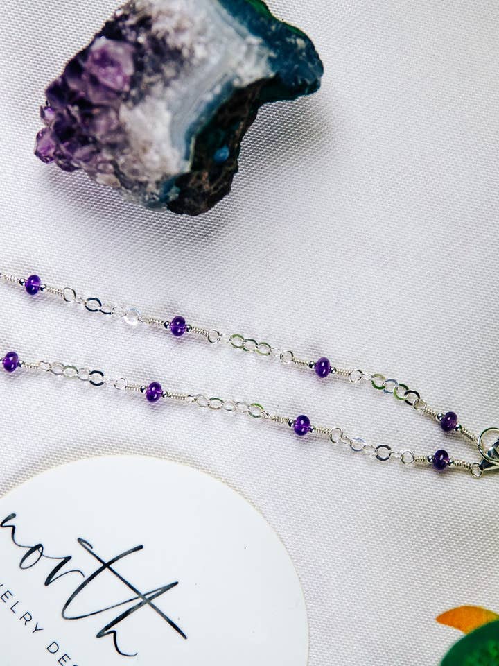 Amethyst and Sterling Silver Chain Necklace for wholesale by North Fork Jewelry Design, LLC