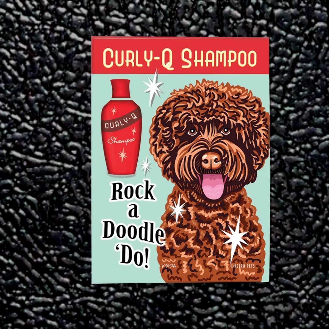Retro Pets - Wholesale Magnet - MHP-139 Magnet 4-pack, Labradoodle, Choc. "Curly-Q Shampoo"3