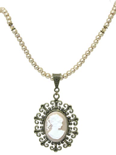 Cameo ketting met parel en kristallen voor wholesale door Ciao Bella Jewelry Inc