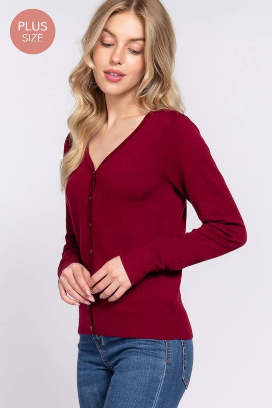 Active Basic | Active USA - Vendita all'ingrosso Cardigan - Donna - [TAGLIA FORTE] Cardigan Maglione con Scollo a V e Bottoni a Maniche Lunghe10