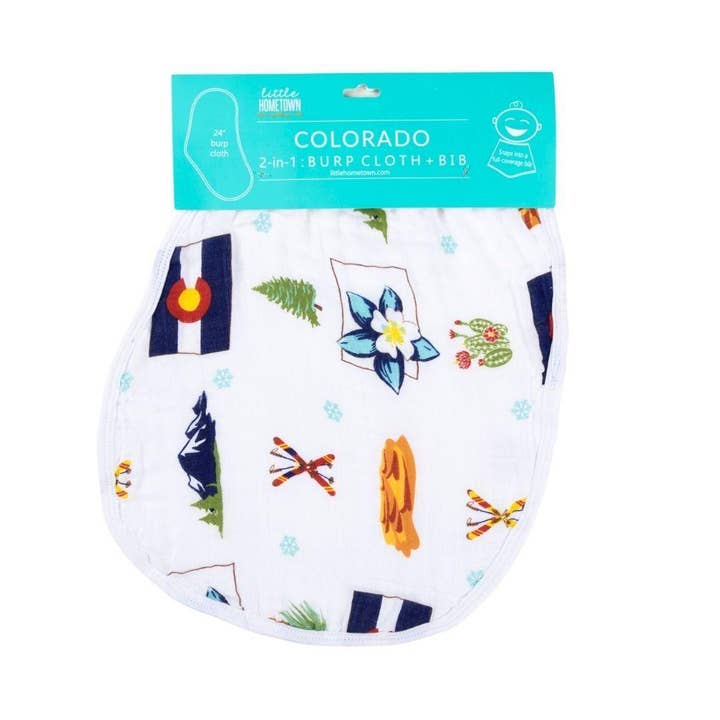 Colorado Baby Burp Cloth and Bib 2 in 1 Everyday Feeding Essential for wholesale by Little Hometown