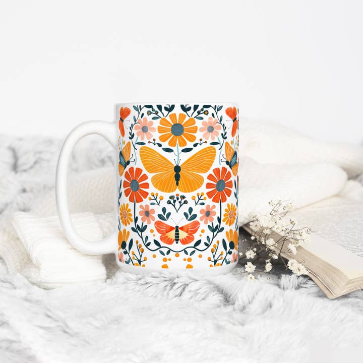 Loftipop - Wholesale Coffee Mug - Floral Butterfly Mug, Nature Flowers Botanical Gifts5