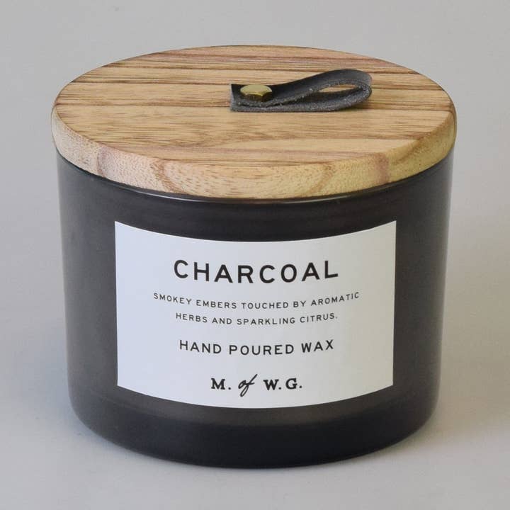 Charcoal Double Wege-krukke/fyldt stearinlys med trælåg for engroshandel hos Makers of Wax Goods