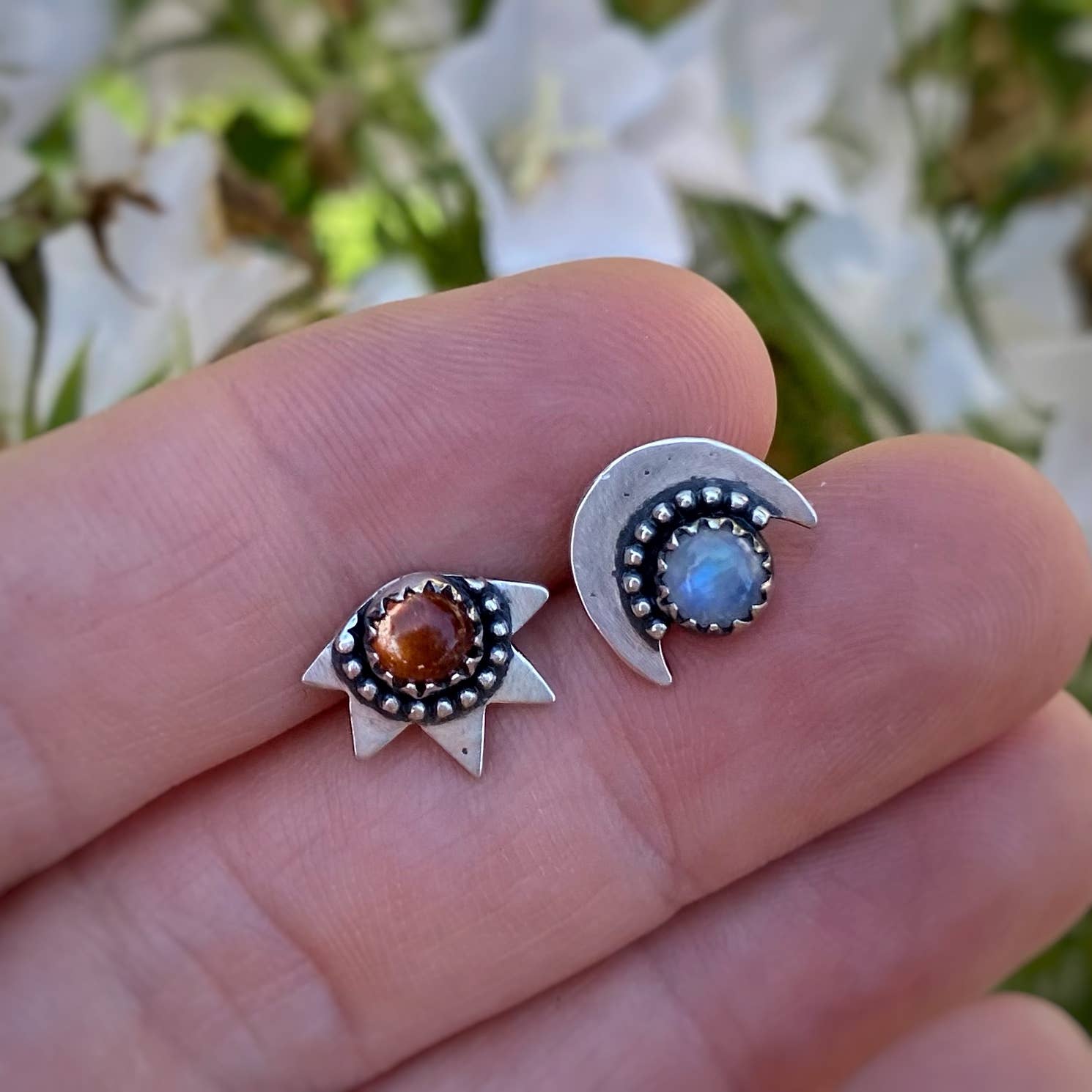 Blue and Blue - Wholesale Stud/Post Earrings - Sun and Moon Studs6