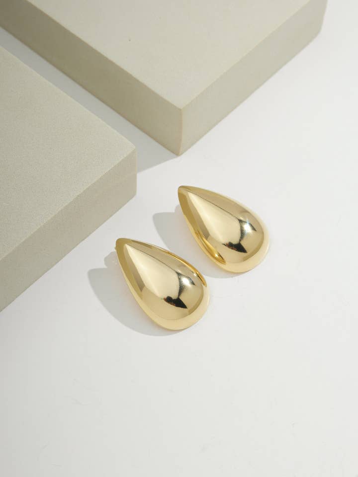 14k Gold Plated Fancy Teardroop | Earring | Fast Shipping for wholesale by Bossaglam Jewelry