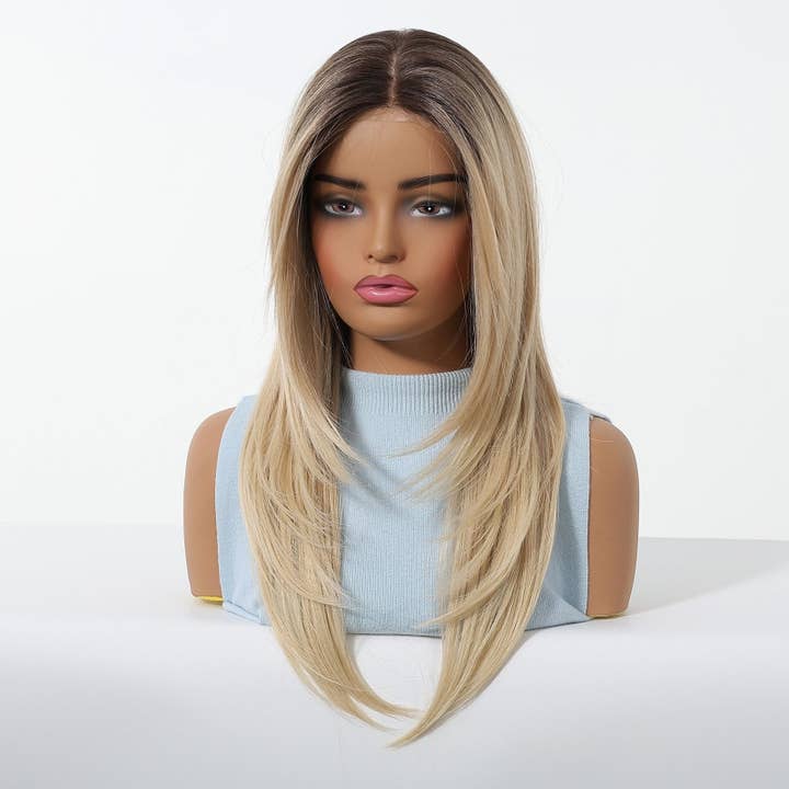 Imported Silk Full Wig Realistic Blonde Straight Hair for wholesale by kycozy